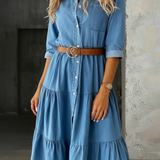 Bárbara - Elegancka Casual Sukienka Dżinsowa