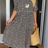 ELEGANCKA MIDI-SUKIENKA Z KRÓTKIMI RĘKAWAMI DLA KOBIET