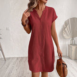 Tess™ | Elegancka i wygodna sukienka koszulowa z lnu