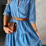 Bárbara - Elegancka Casual Sukienka Dżinsowa