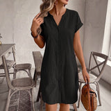 Tess™ | Elegancka i wygodna sukienka koszulowa z lnu