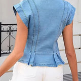 Vera - Top Denimu z Dekoltem w Kształcie V