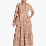 ELEGANCKA MIDI-SUKIENKA Z KRÓTKIMI RĘKAWAMI DLA KOBIET