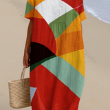 Daniela - Kolorowa Sukienka w Patchwork