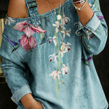 Carla - Top Denim z Odkrytymi Ramionami