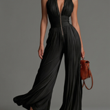 Zsófia Jumpsuit | Czarny kombinezon plisowany