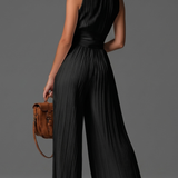 Zsófia Jumpsuit | Czarny kombinezon plisowany