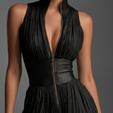 Zsófia Jumpsuit | Czarny kombinezon plisowany