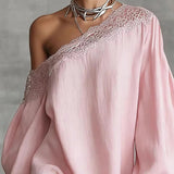 Olivia Mini Dress with Lace, Off-Shoulder Design, and Puff Sleeves