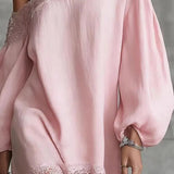 Olivia Mini Dress with Lace, Off-Shoulder Design, and Puff Sleeves