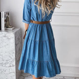 Bárbara - Elegancka Casual Sukienka Dżinsowa