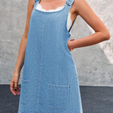 Irís - Sukienka na Ramiączkach z Denimu Casual